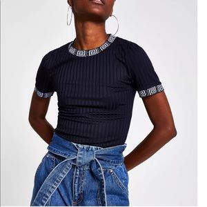 River Island Navy Ribbed shirt